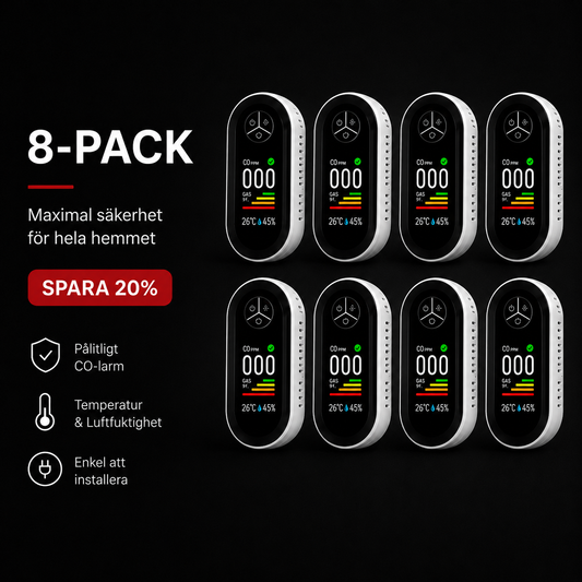 Digital kolmonoxid- och rökdetektor 8-Pack