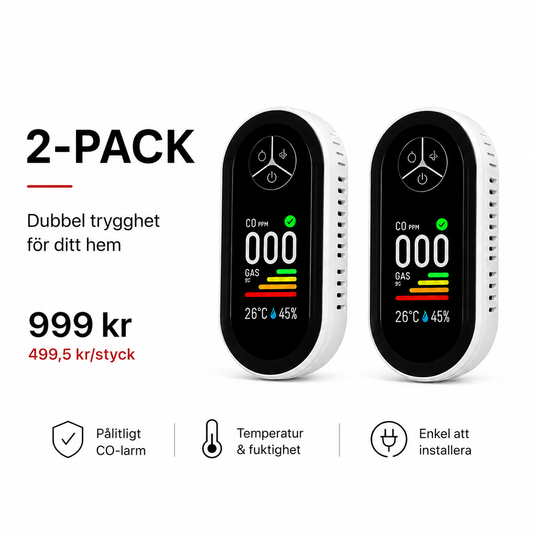 Digital kolmonoxid- och gasdetektor 2-Pack